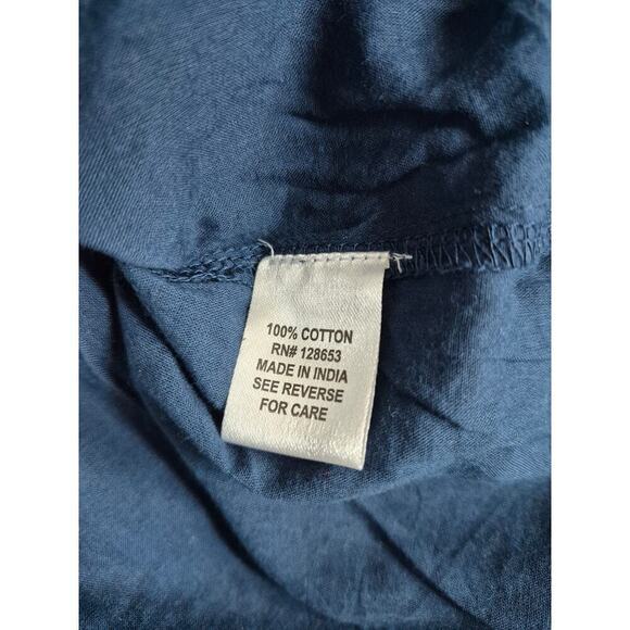 Ellen Weaver 100% Cotton Tunic/Cover Up Blue/Green Drawstring Sz L - Picture 5 of 5